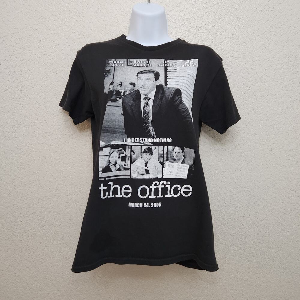 The Office Black White The Office Graphic Print Small Crew Neck Short Sleeves